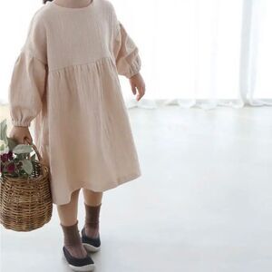 100% Cotton Muslin Girls Midi Loose Dress 1T 2T 3T 4T 5T 6T Flower Girl